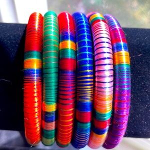 Set of 6 bangle bracelets.